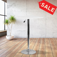 Flash Furniture CH-1-GG 23.75" Square Adjustable Height White Wood Table